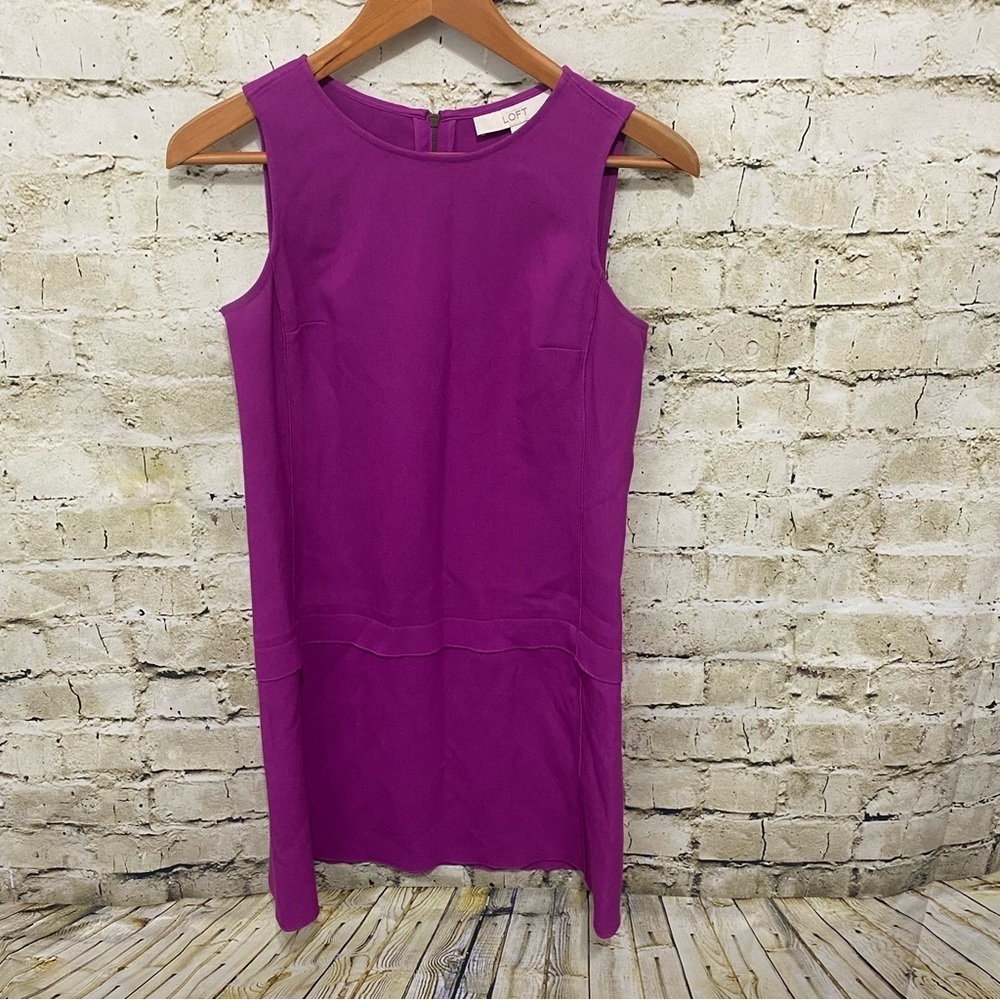 LOFT Fuchsia Sleeveless Drop Waist Dress